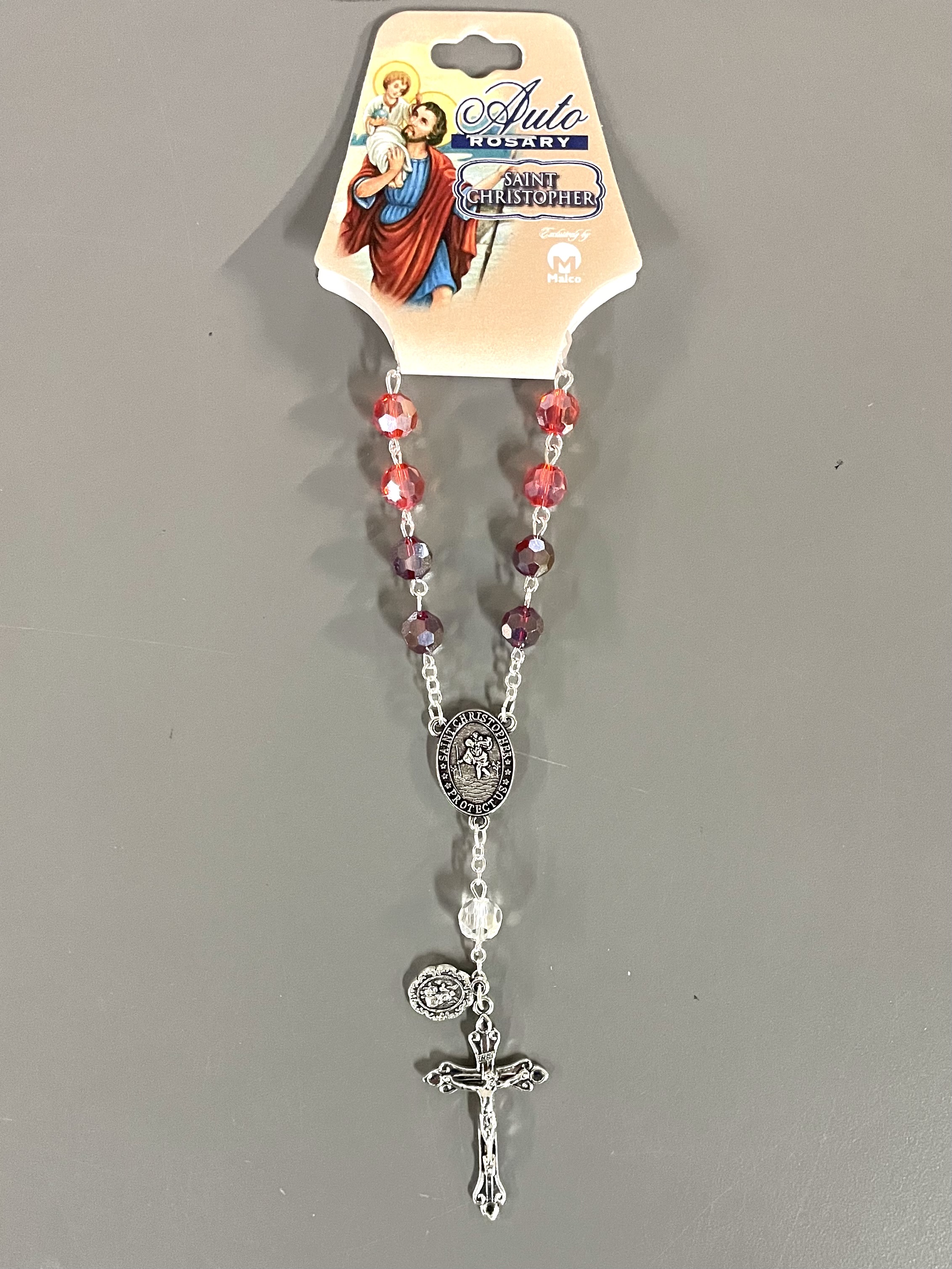 ST CHRISTOPHER 8mm TIN CUT AUTO ROSARY