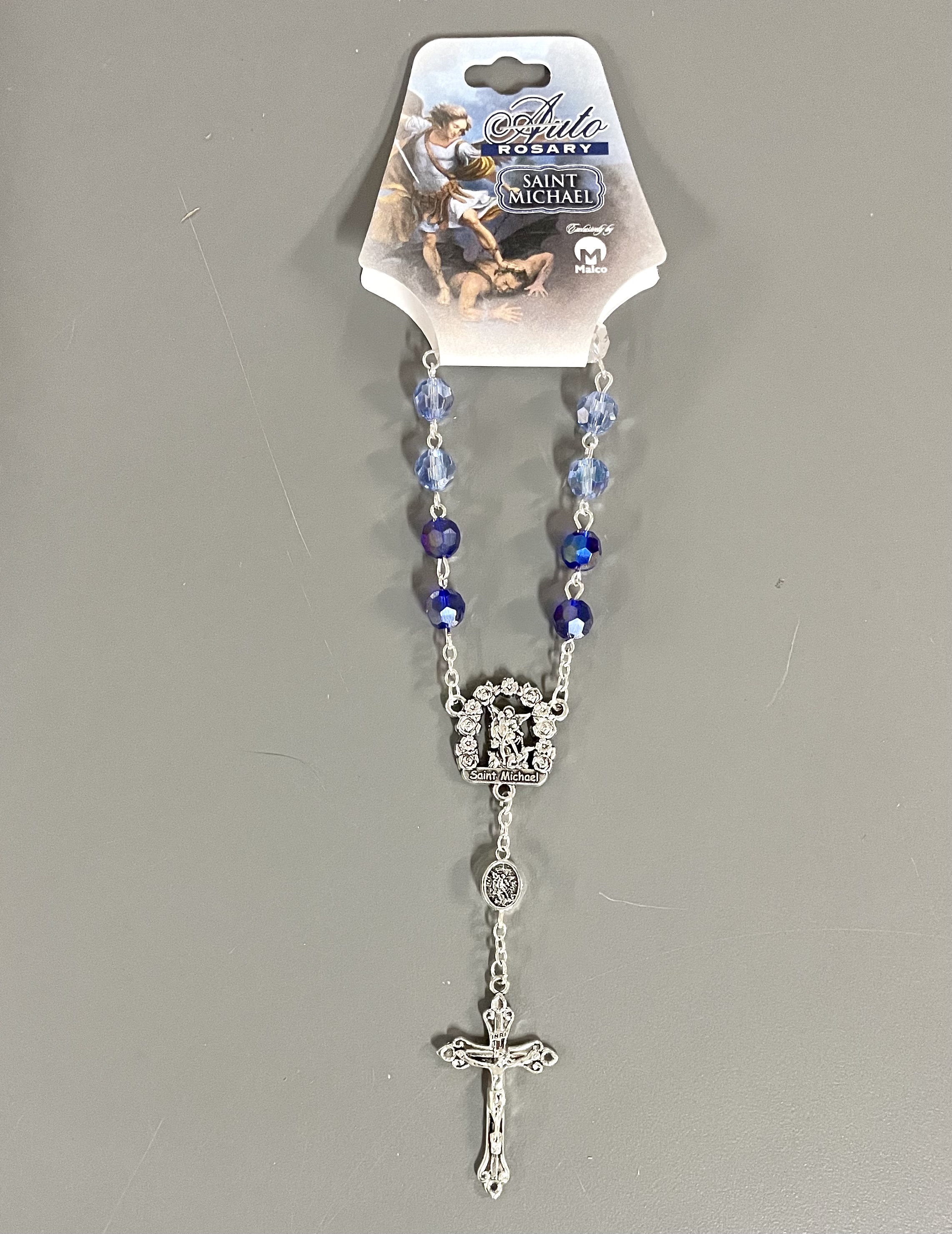 ST MICHAEL 8mm TIN CUT AUTO ROSARY