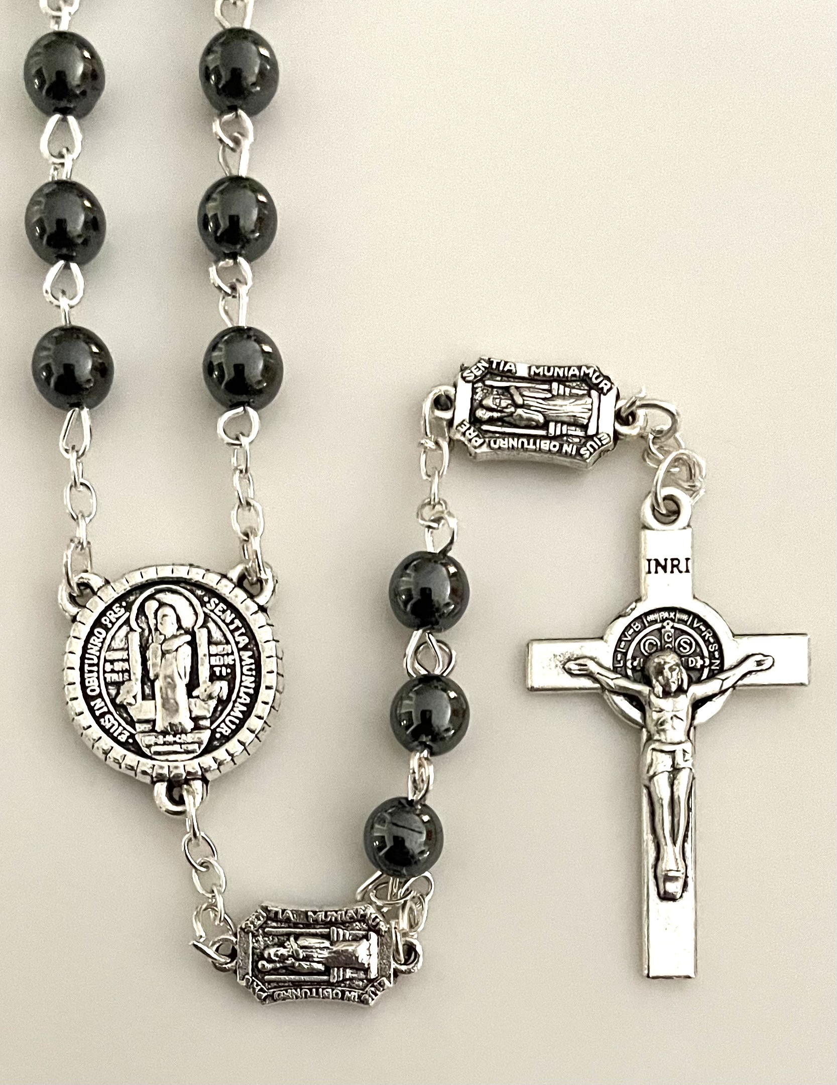 6mm HEMATITE ST BENEDICT ROSARY