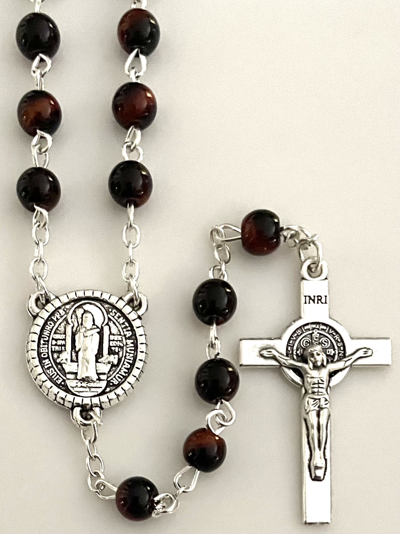 6mm TIGERS EYE ST BENEDICT ROSARY