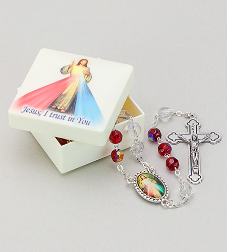 DIVINE MERCY MOLDED BOX WITH ROSARY