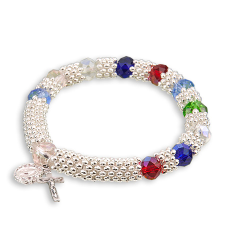 8X6mm MULTICOLOR BRACELET WITH SILVER SPACERS