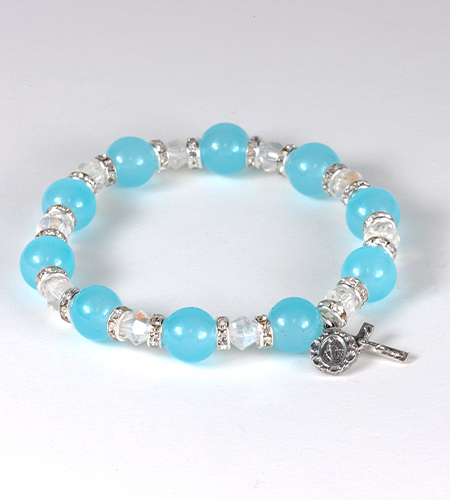 10mm AQUA BRACELET WITH CRYSTAL SPACER | 4857312 | Malhame