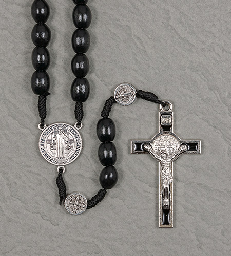 ST. BENEDICT BLACK WOOD ROSARY