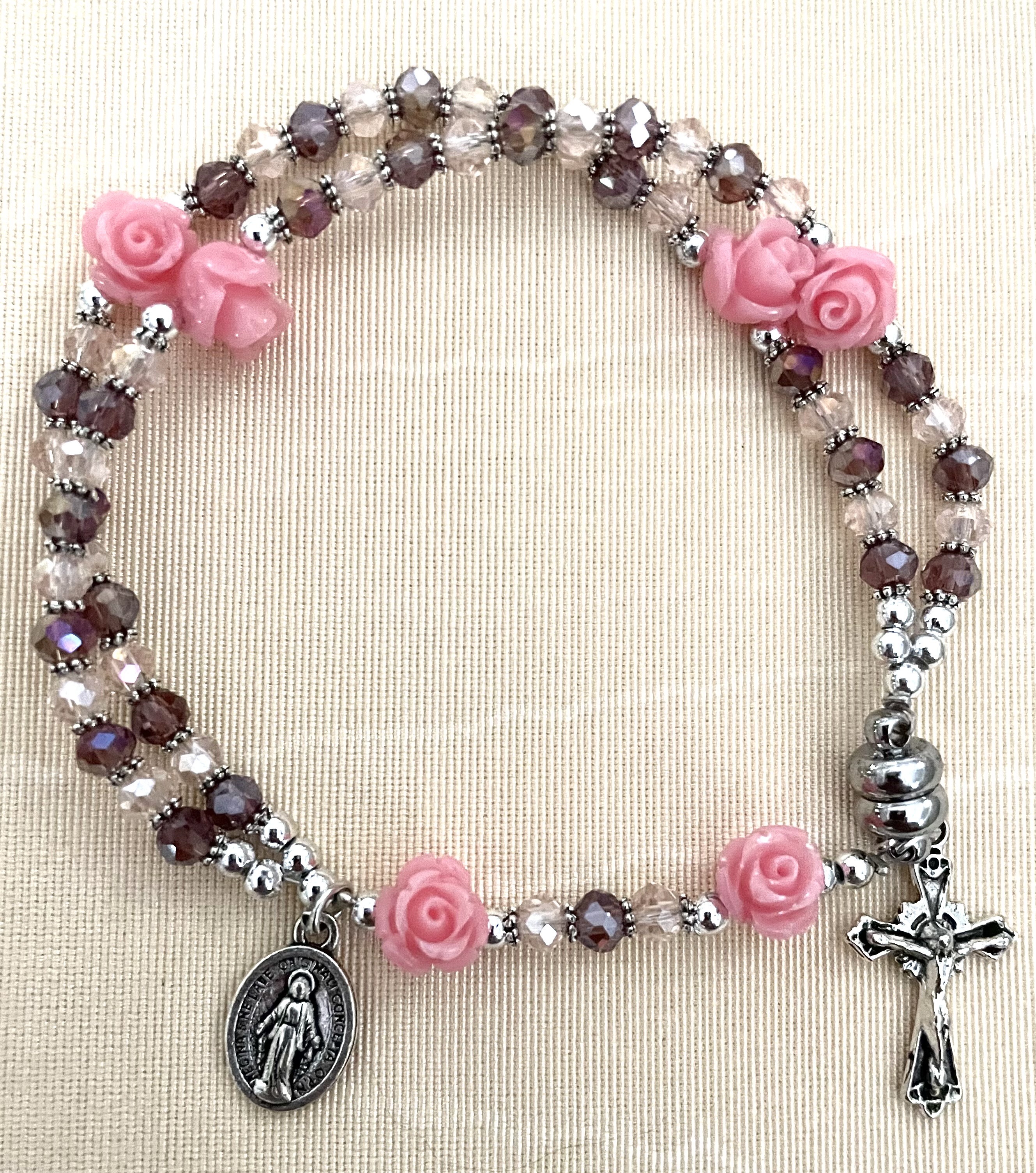 59 BEAD AMETHYST ROSARY BRACELET