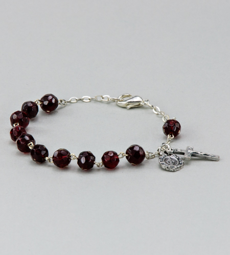 6 mm January Diamond Cut Birthstone Rosary Bracelet