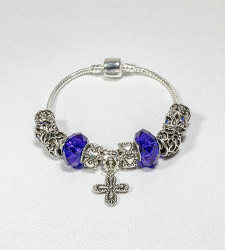 SILVER BEADS WITH SAPPHIRE ROSARY BRACLET