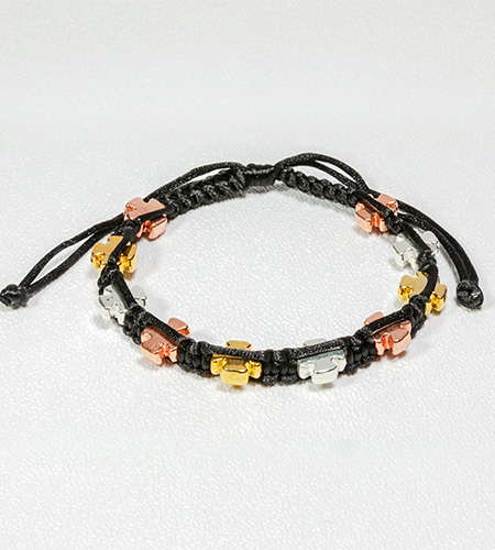 COPPER, GOLD, & SILVER CROSS BRAIDED BRACELET