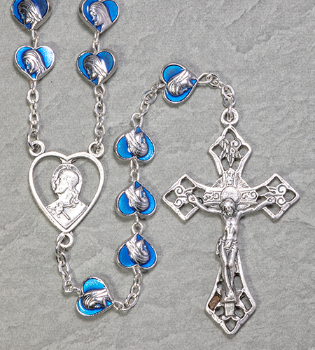 8x8 HEART SHAPED ENAMELED MADONNA ROSARY