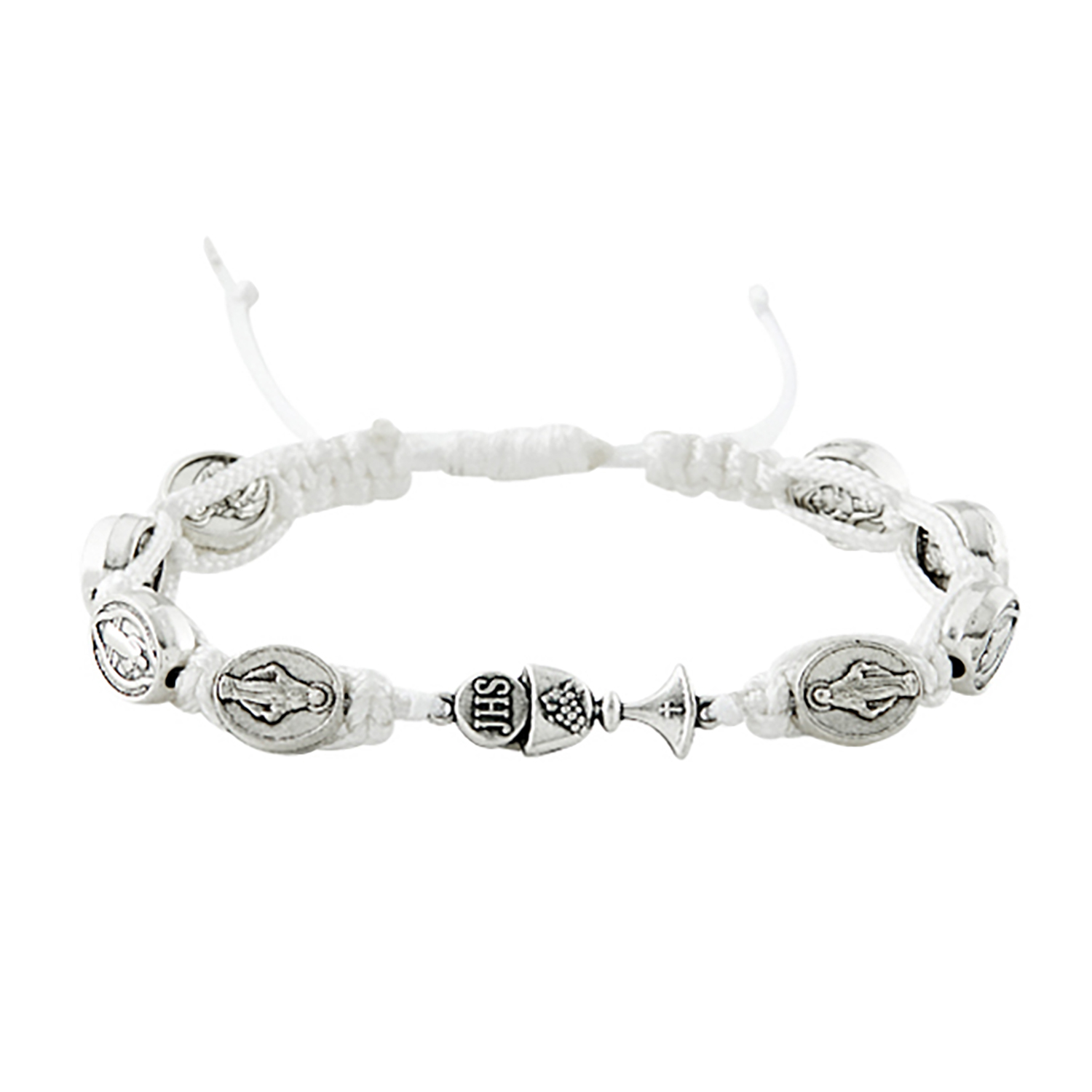 White First Communion Chalice Macrame Bracelet