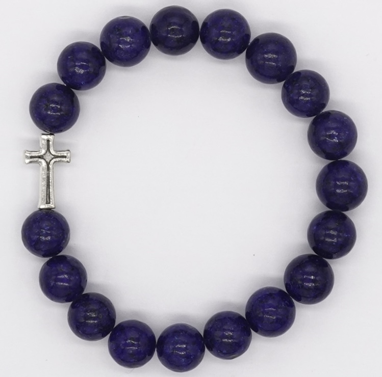 10mm MEN'S LAPIS GEMSTONE STRETCH BRACELET ON HANGTAG