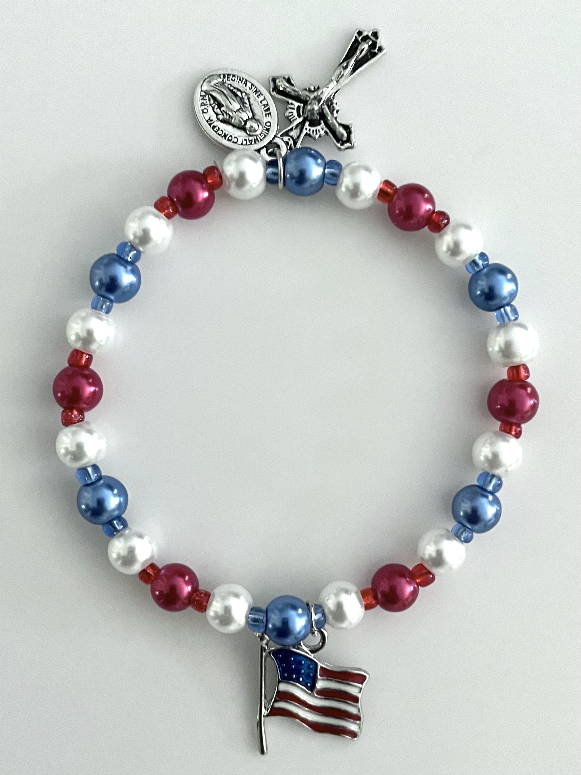 9/11 25th Anniversary 6mm Pearl Bracelet with Prayer Card Gift Boxed 