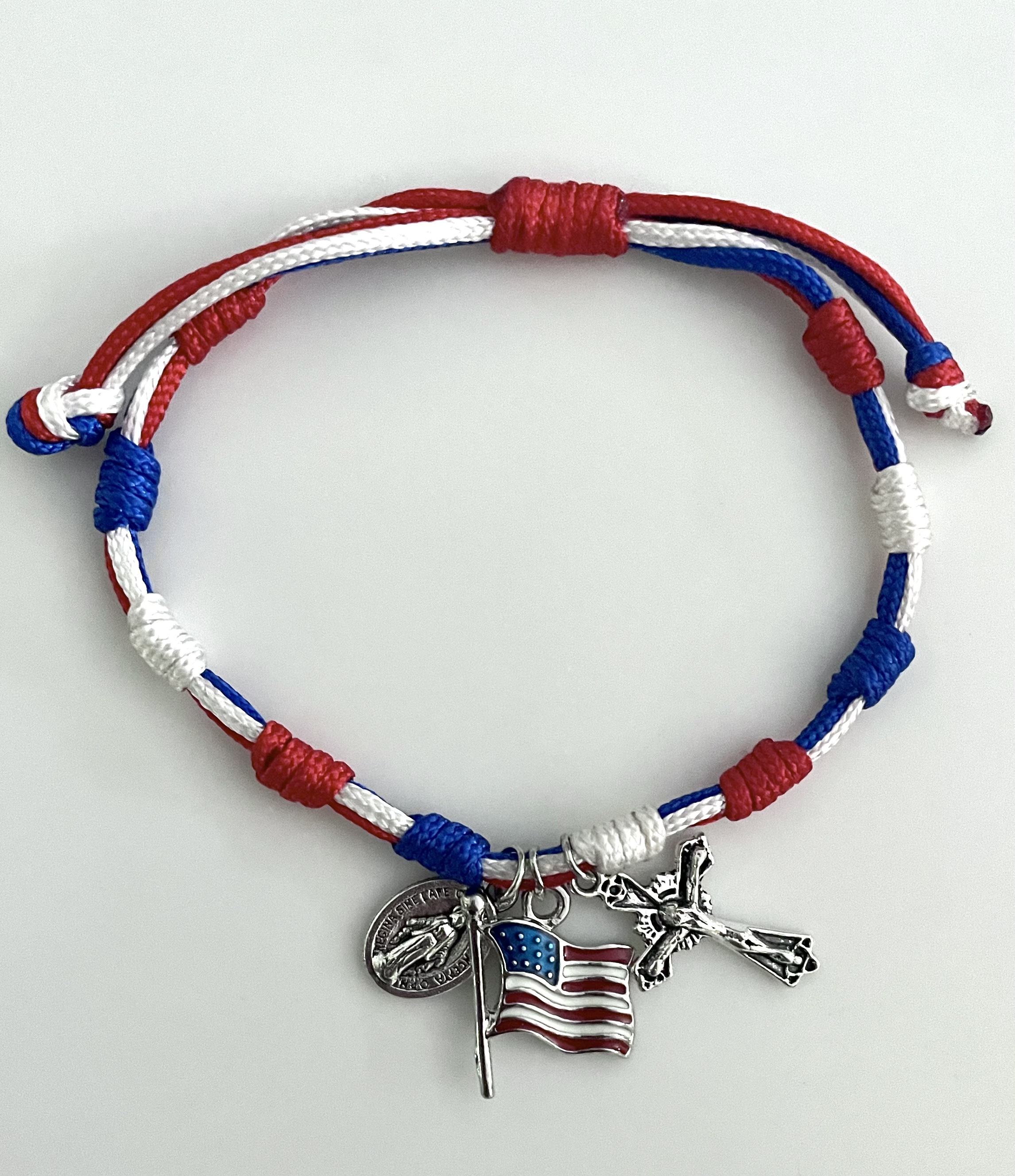 250th Anniversary USA Corded Rosary Bracelet with Prayer Card Gift Boxed 