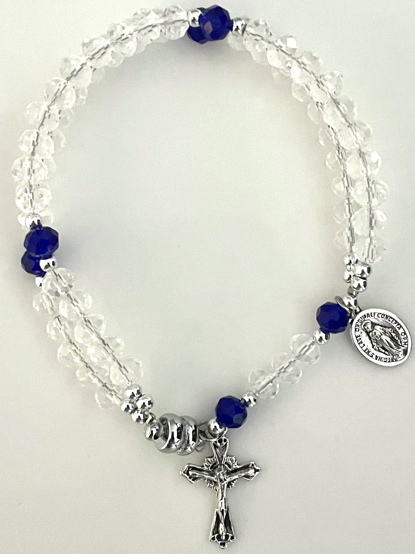 59 BEAD 6X4mm CRYSTAL TIN CUT ROSARY BRACELET