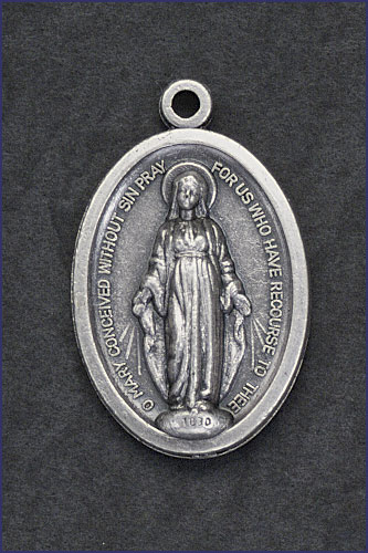 OVAL SILVER OXIDIZED MEDAL MIRACULOUS