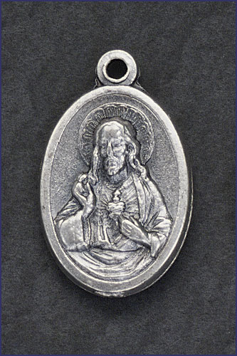 OVAL SILVER OXIDIZED MEDAL SCAPULAR