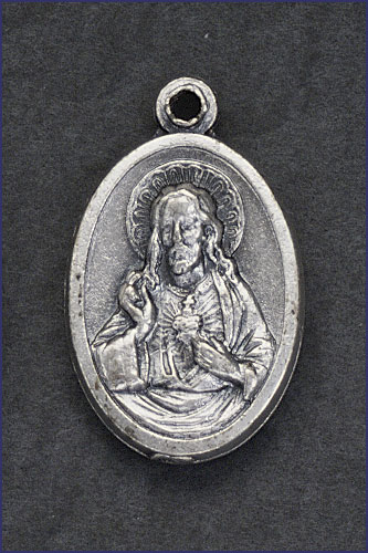 OVAL OXIDIZED MEDAL SACRED HEART OF JESUS