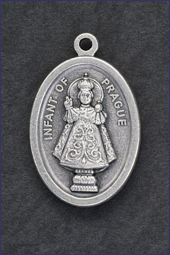 OVAL OXIDIZED MEDAL INFANT OF PRAGUE