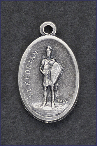 OVAL OXIDIZED MEDAL ST. FLORIAN