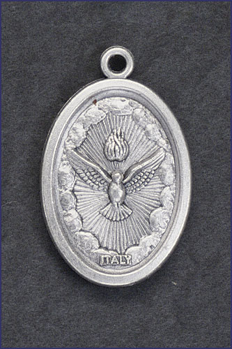 OVAL SILVER OXIDIZED MEDAL HOLY SPIRIT