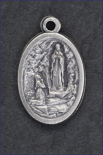 OVAL OXIDIZED MEDAL OUR LADY OFLOURDES