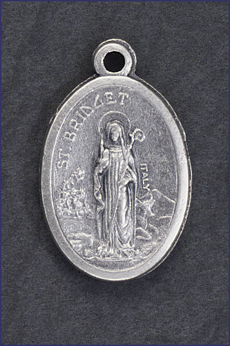 OVAL SILVER OXIDIZED MEDAL ST BRIDGET