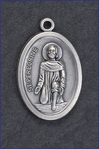 OVAL SILVER OXIDIZED MEDAL ST PEREGRINE