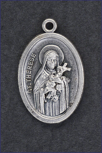 OVAL OXIDIZED MEDAL ST. THERESE