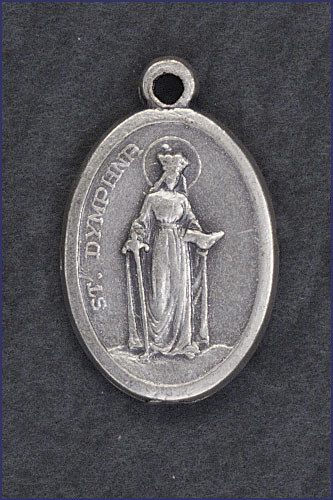 OVAL SILVER OXIDIZED MEDAL ST DYMPHNA