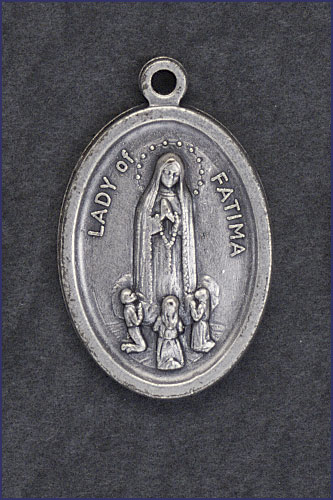 OVAL OXIDIZED MEDAL OUR LADY OF FATIMA