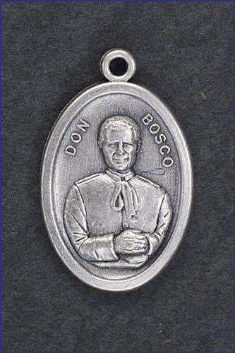 OVAL SILVER OXIDIZED MEDAL DON BOSCO