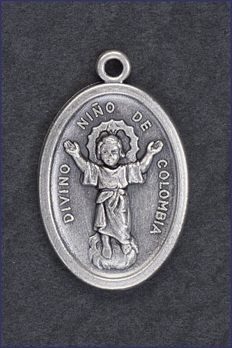 OVAL SILVER OXIDIZED MEDAL DIVINO NINO