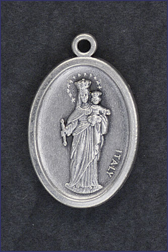 OVAL OXIDIZED MEDAL MARY HELP CHRISTIANS /46