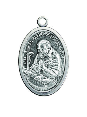 OVAL OXIDIZED MEDAL ST ALPHONSUS LIGUORI