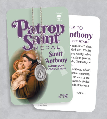 St Anthony Medal & 24in Chain With Prayer Card