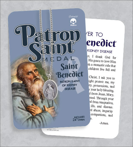 St Benedict Medal & 24in Chain With Prayer Card