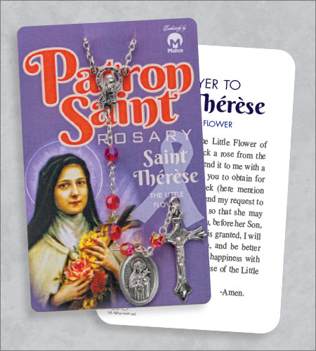 St Therese Rosary On Prayer Card