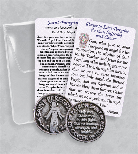 ST PEREGRINE PRAYER TOKEN PACKET WITH ST PEREGRINE PRAYER & BIO