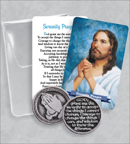 Serenity Prayer Token Packet with Praying Christ Image