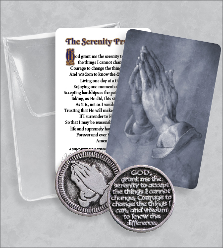 Serenity Prayer Token Packet with Praying Hands Image