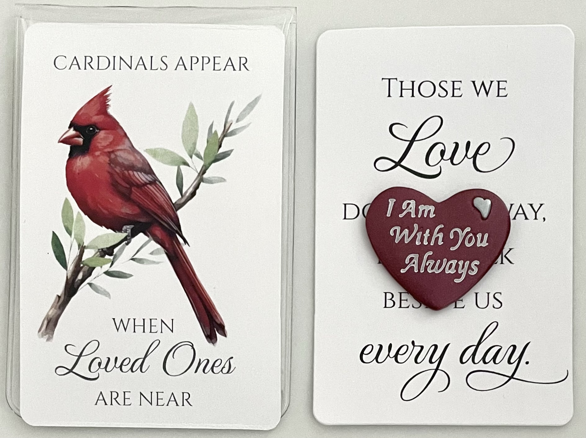 Memorial Red Heart Prayer Token with Prayer Card in Pouch