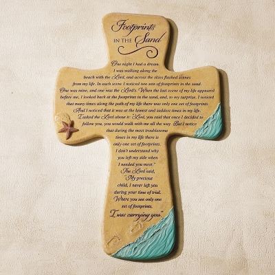 7.25 X 10.75in Footprints Wall Cross Boxed