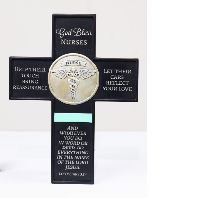 6 X 8in God Bless Nurses Cross with Easel & Hanger Boxed