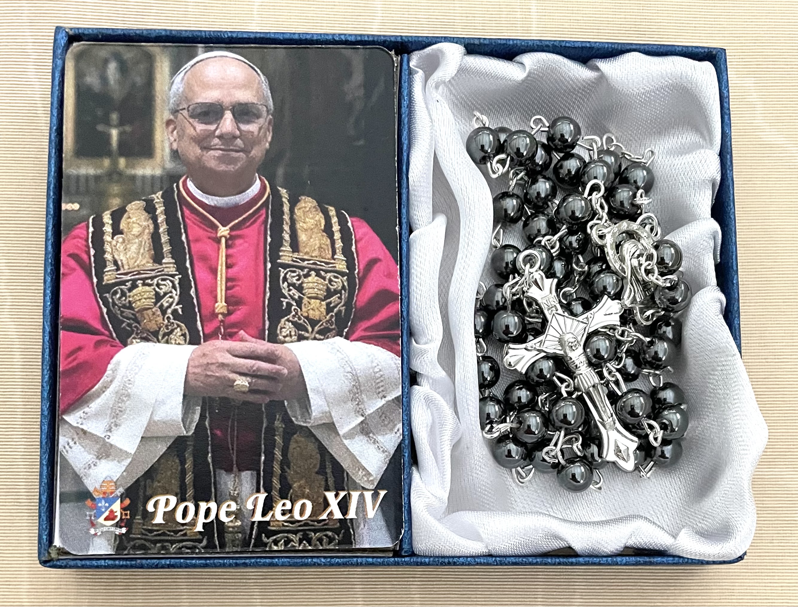 Leo XIV Men's Rosary with Prayer Card in Gift Box