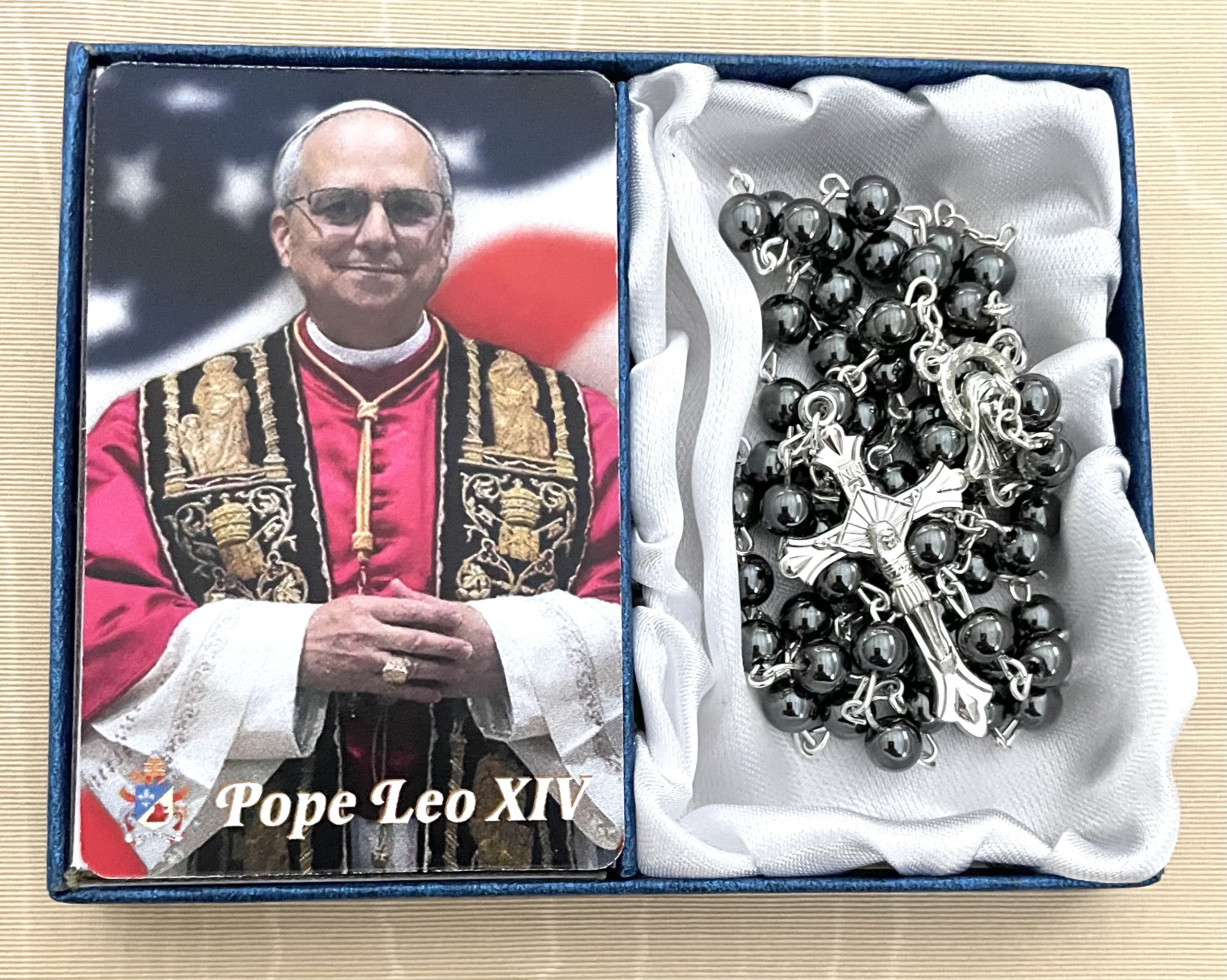 Leo XIV Men's Rosary with Prayer Card in Gift Box