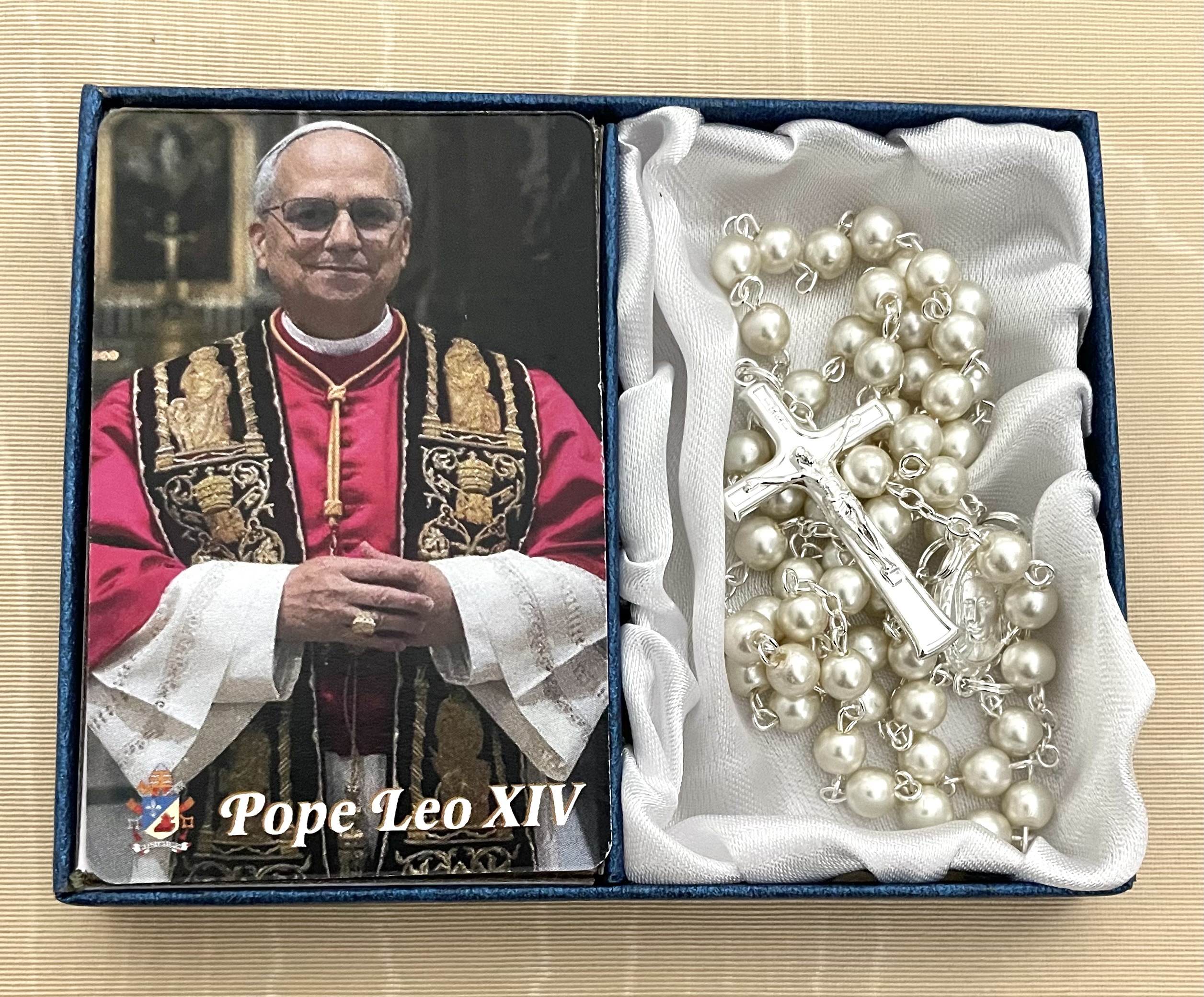 Leo XIV Women's Rosary with Prayer Card in Gift Box