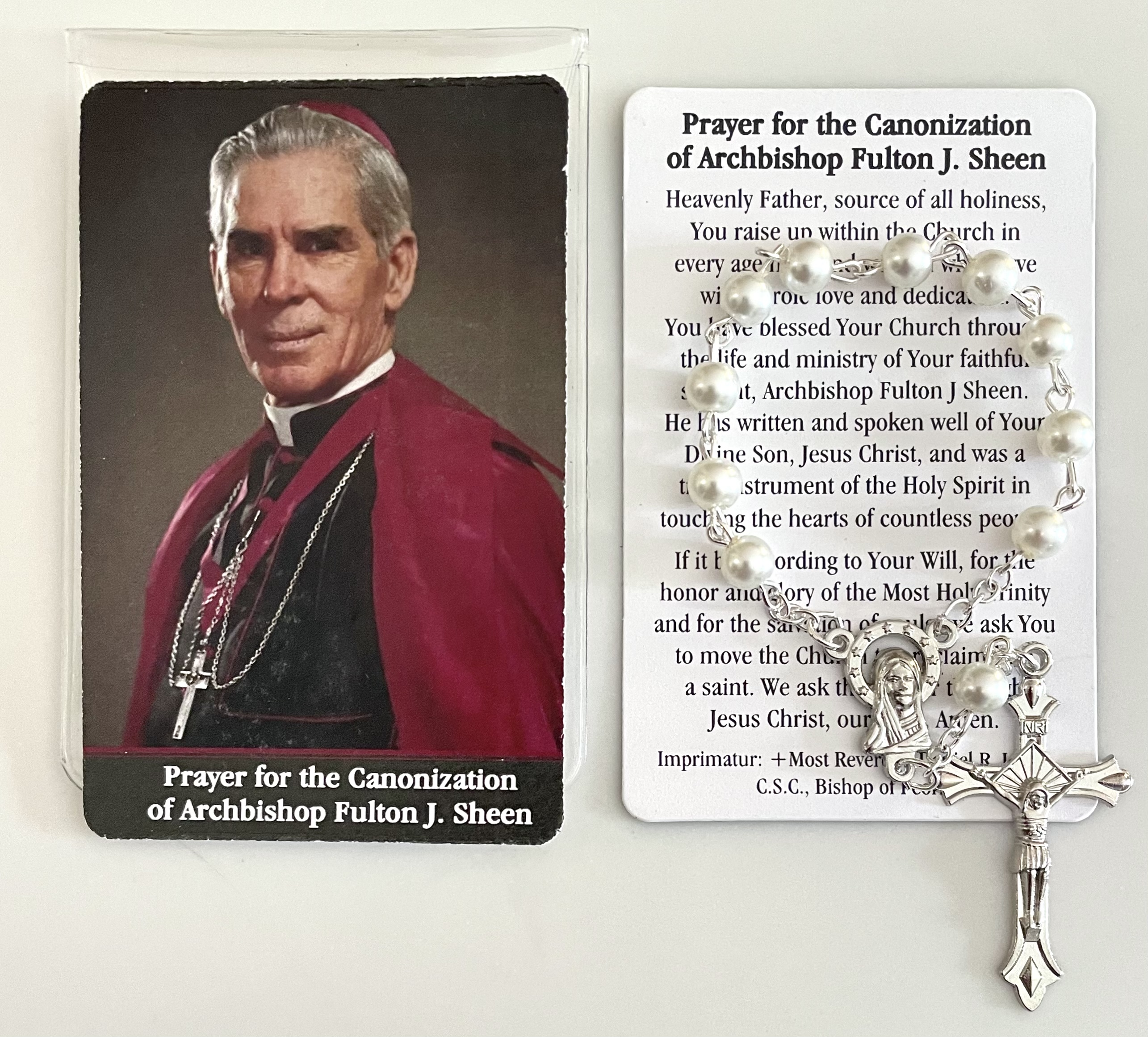 FULTON SHEEN CANONIZATION ONE DECADE WOMEN'S ROSARY WITH PRAYER CARD