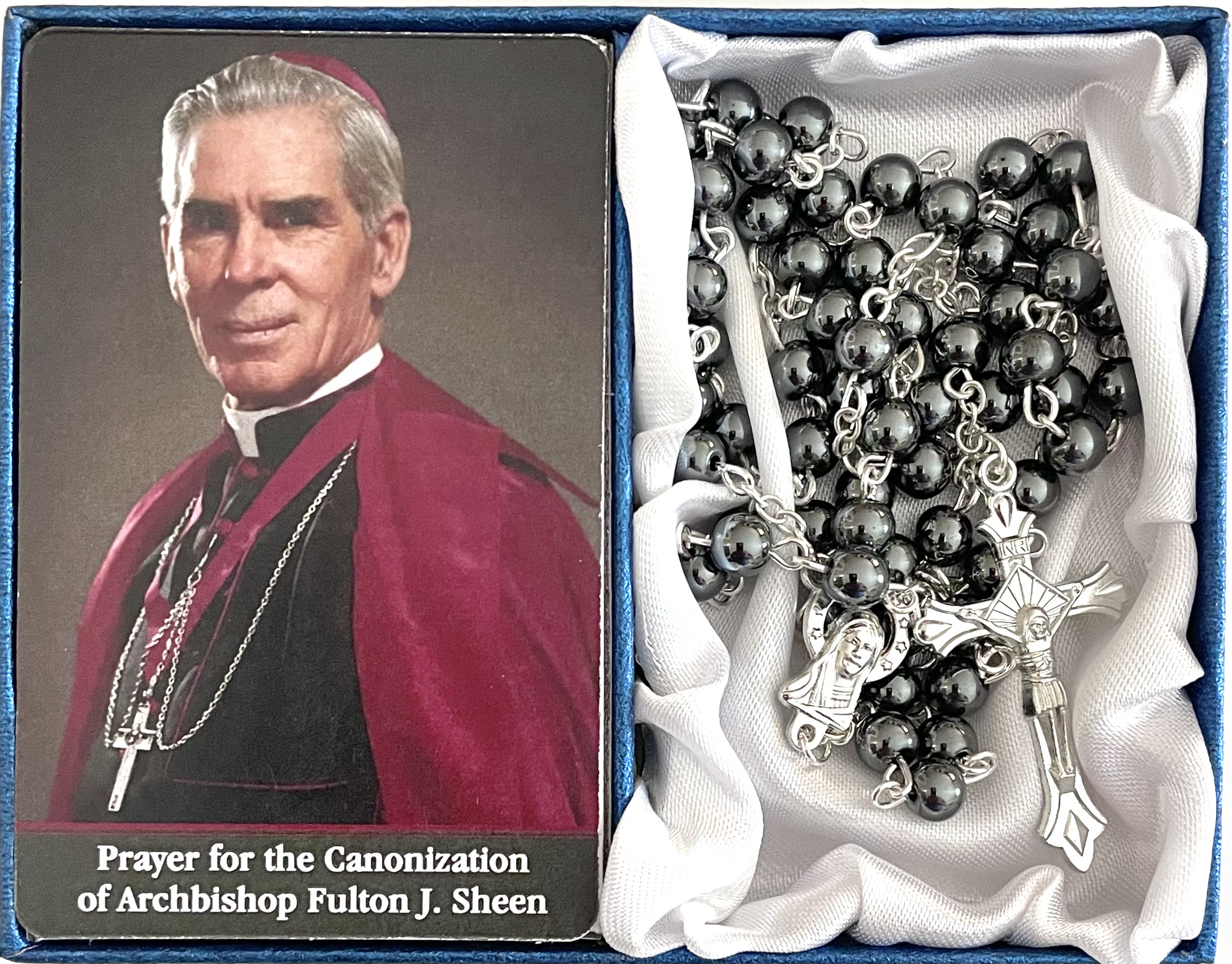 FULTON SHEEN CANONIZATION MEN'S ROSARY GIFT BOXED WITH PRAYER CARD