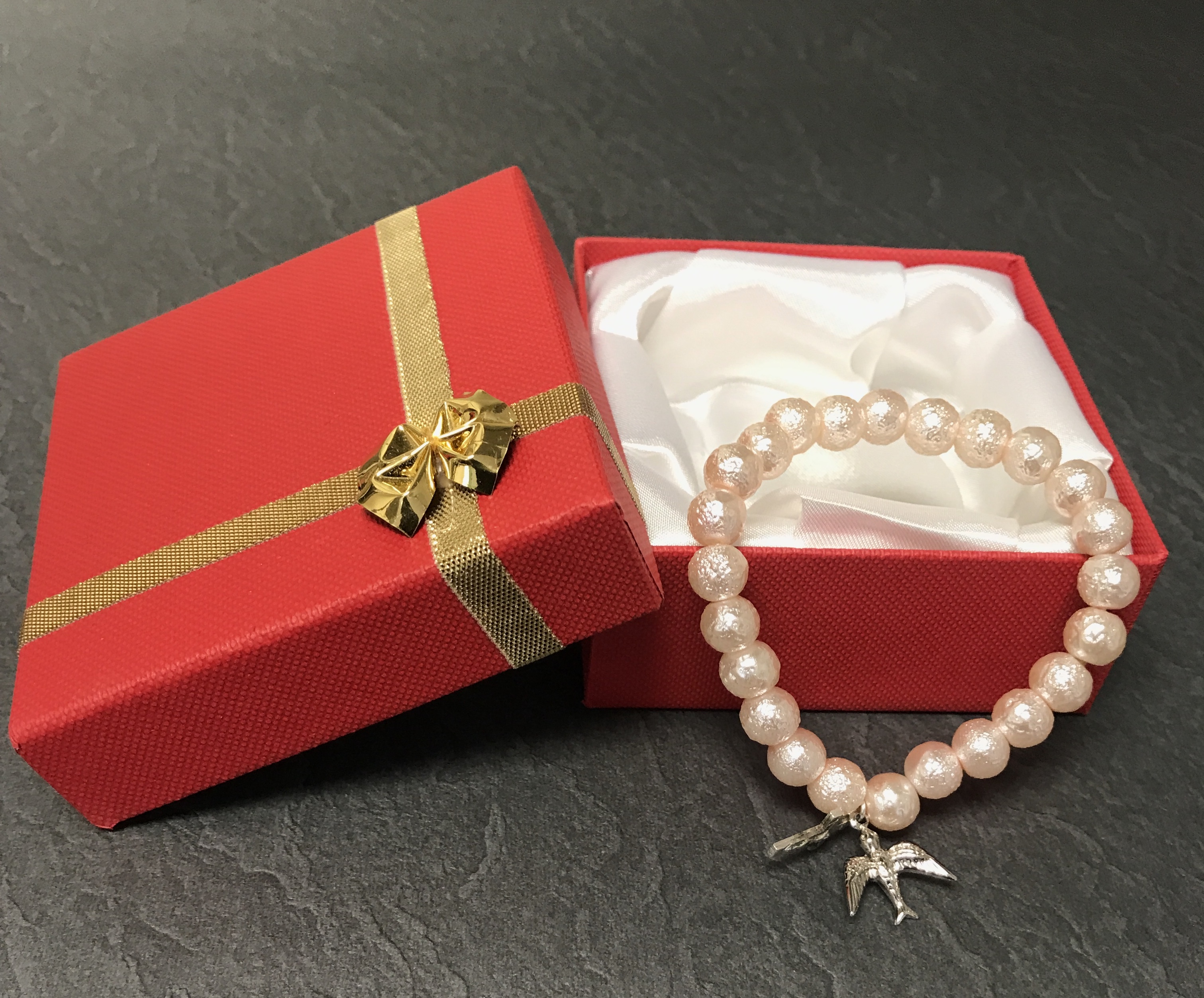 PINK PEARL CONFIRMATION BRACELET GIFT BOXED