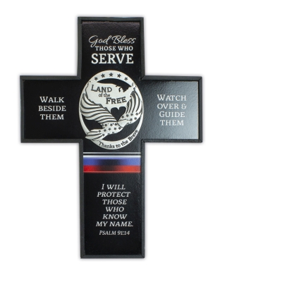 6 X 8in Bless Those Who Serve Silver Finish Cross with Easel & Hanger Boxed